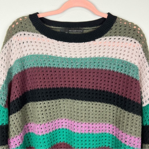 360 Cashmere Ashley Multicolored Open Knit Long Sleeve Sweater Size Medium - Picture 4 of 13